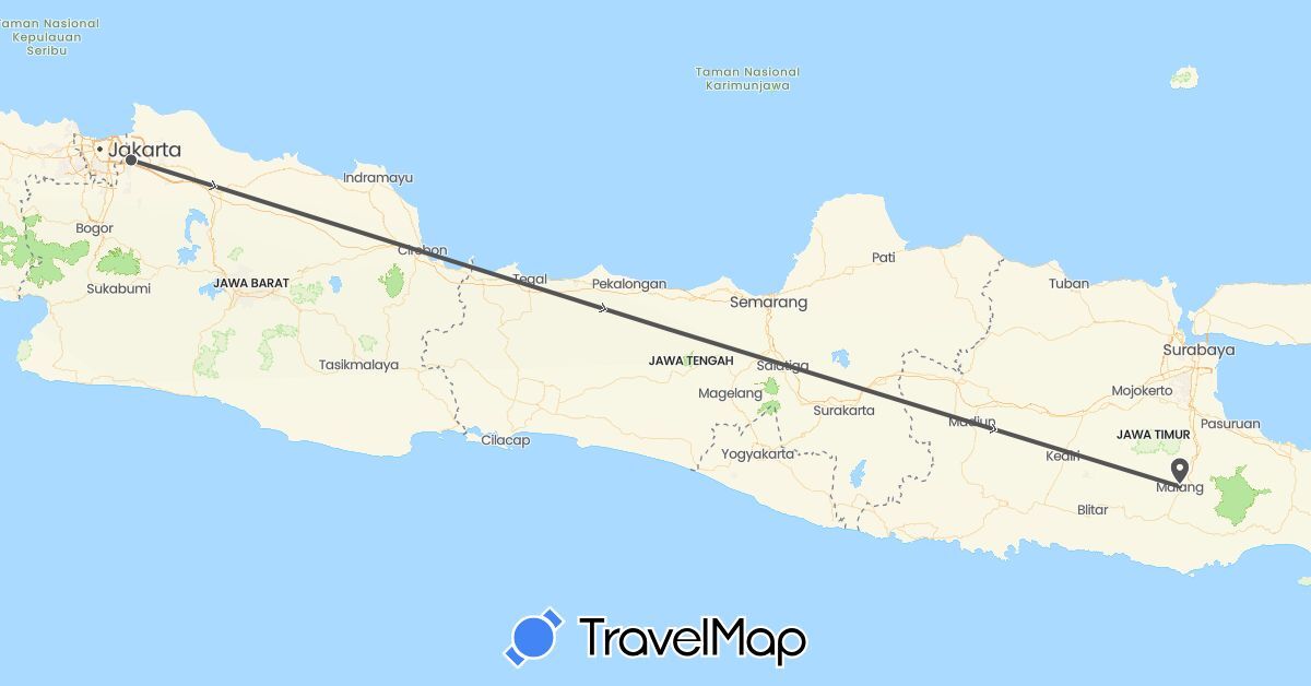 TravelMap itinerary: driving, motorbike in Indonesia (Asia)